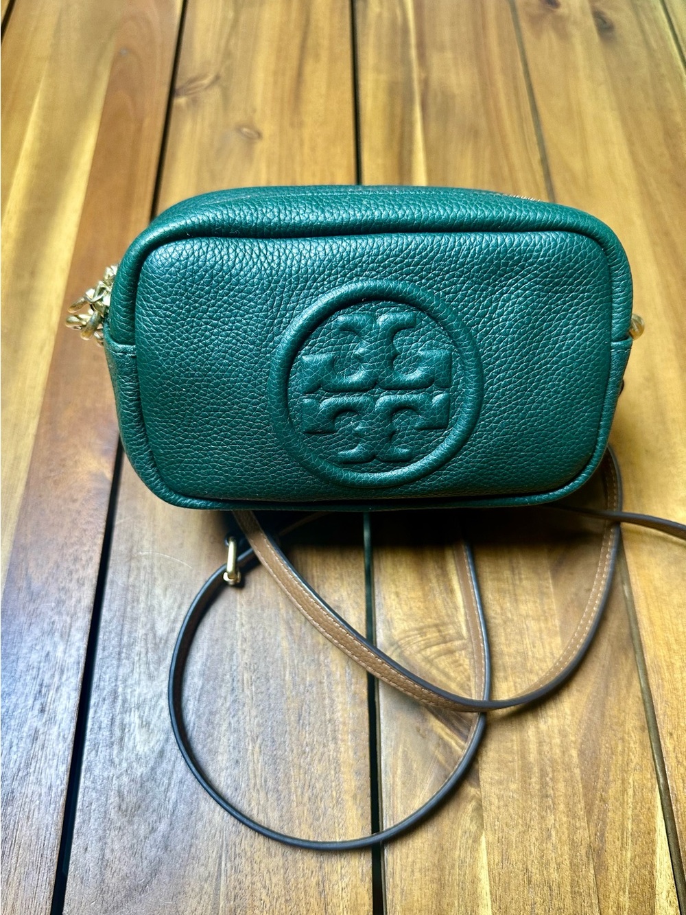 Tory Burch Green Leather Perry Bombe Mini Bag